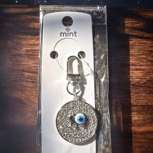 Mint Silver elephant and Blue Eye Keychain